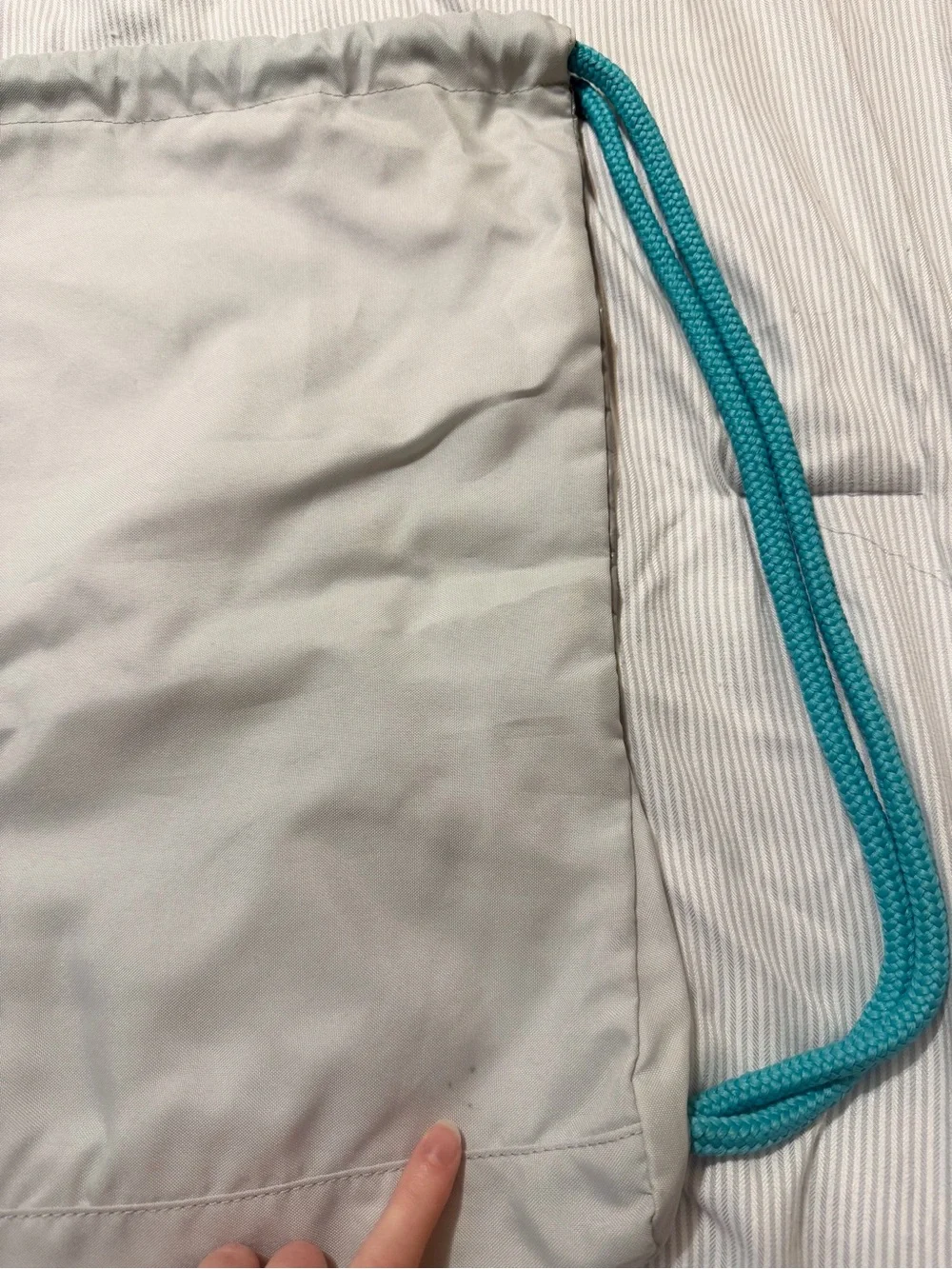 Y2K Vintage Metallic Silver Heart Drawstring Backpack with Teal Accents